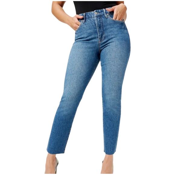NWT Good American Womens Good Classic Blue 940 Hi-Rise Raw Hem Jean 2/26 - Picture 3 of 16